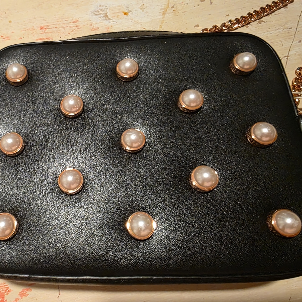 Ted Baker Black Crossbody Bag with Pearl Accents